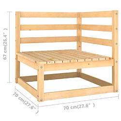 vidaXL Canapé 4 places de jardin avec coussins Bois de pin massif pas cher