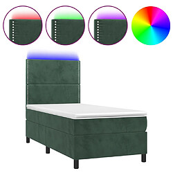 vidaXL Sommier à lattes de lit matelas et LED Vert foncé 100x200 cm