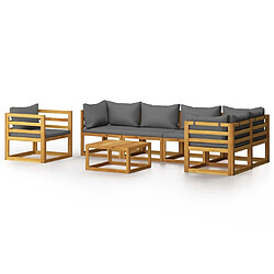 Maison Chic Salon de jardin 7 pcs - Table et chaises d'extérieur - Mobilier/Meubles de jardin Moderne avec coussin Bois d'acacia solide -MN80720