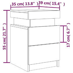 vidaXL Tables de chevet avec lumières LED 2 pcs blanc 35x39x55 cm pas cher