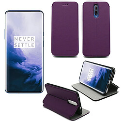 Xeptio Housse One Plus 7T PRO violette - Etui violet Coque OnePlus 7T PRO Protection antichoc à rabat Smartphone 2019 - Accessoires Pochette Case