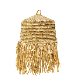 ICONIK INTERIOR Lustre de plafond en raphia - Suspension de style Boho Bali - Lanui Bois naturel