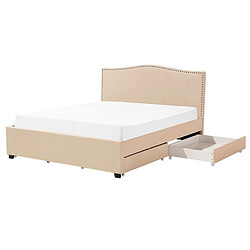 Beliani Lit double en tissu beige avec coffre 160 x 200 cm MONTPELLIER