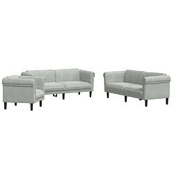 vidaXL Ensemble de canapés 3 pcs gris clair velours