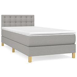 Maison Chic Lit Adulte - Lit simple Lit à sommier tapissier avec matelas moelleux - Meuble de Chambre - Gris clair 100x200cm Tissu -MN53465