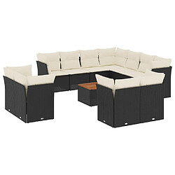 Maison Chic Salon de jardin 12 pcs avec coussins, Ensemble Tables et chaises d'extérieur noir résine tressée -GKD840528