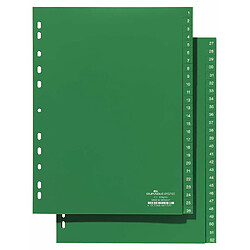 Durable 615705 Intercalaires Format A4 52 Touches Numériques 1-26/27-52 - Perforations Universelles - PVC Rigide Coloris Vert