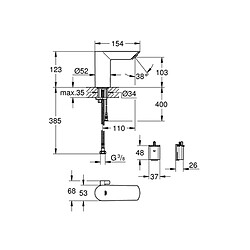 Mitigeur de lavabo infrarouge Grohe Bau cosmopolitan E