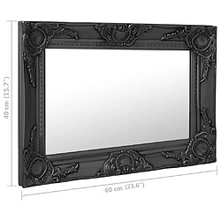 vidaXL Miroir mural style baroque 60x40 cm noir pas cher