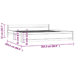 vidaXL Cadre de lit sans matelas marron miel bois massif 200x200 cm pas cher