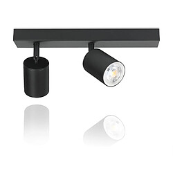 NETTLIFE 2 Spots Max.25w GU10 Plafonnier LED Noir Lampe de Couloir Moderne Pivotante à 350° Murale Industrielle pour Salon Chambre Cuisine