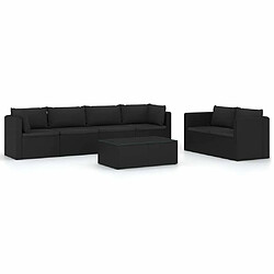 Maison Chic Salon de jardin 7 pcs + coussins - Mobilier/Meubles de jardin - Table et chaises d'extérieur Résine tressée Noir -MN25668