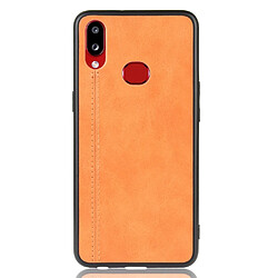 Wewoo Coque Pour Galaxy A10s Antichoc Peau de vache à coudre Motif PC + PU + TPU Case Orange