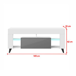 Avis Selsey Meuble TV - HugoB - 140 cm - blanc mat / gris brillant - avec LED