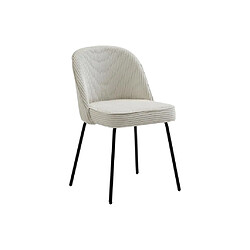 Acheter Vente-Unique Lot de 2 chaises en velours côtelé et métal noir - Crème - ALPALI