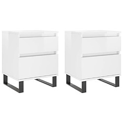 Maison Chic Lot de 2 Tables de chevet,Table de nuit,Table d'appoint pour salon blanc brillant 40x35x50 cm -MN50657