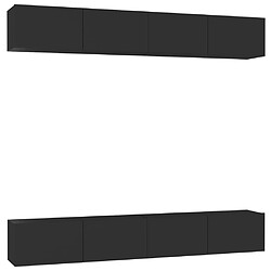 vidaXL Meubles TV 4 pcs Noir 100x30x30 cm Bois d'ingénierie