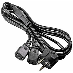 Akyga AK PC de pédales Câble d'alimentation Séparateur Y Forme, 1,8 m, 2 x C13 pour PC, Imprimante, écrans Noir