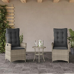 vidaXL Chaises inclinables jardin lot de 2 et coussins résine tressée