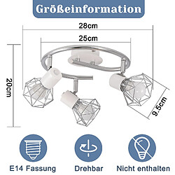 Avis NETTLIFE 3 Spots de Plafond E14 Rond Industriel Rétro Pivotant en Métal Blanc pour Salon Étude Couloir Cuisine Ampoules Max. 25W