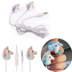 GUPBOO Casque filaire de dessin animé mignon arc-en-ciel cheval casque 3.5mm avec micro coloré pour enfants filles cadeaux envoyer immédiatement