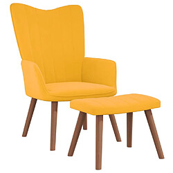 Maison Chic Chaise de relaxation | Fauteuil relax avec repose-pied Jaune moutarde Velours -GKD36184