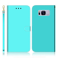 Wewoo Housse Coque Etui à rabat horizontal en surface imitation miroir pour Galaxy S8 + avec porte-cartes et porte-cartesporte-monnaie et lanière Vert menthe