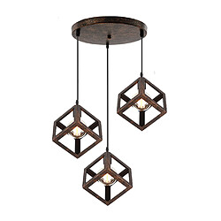 Stoex Plafonnier Antique À 3 Lumières Lustre Creative Cube Suspension Luminaire Rétro en Métal, Pour Bureau, Chambre À Coucher, Cuisine, Salon 