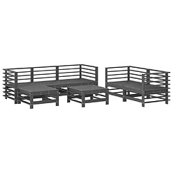 Maison Chic Salon de jardin 7 pcs - Table et chaises d'extérieur - Mobilier/Meubles de jardin Moderne Gris Bois de pin massif -MN21283