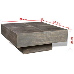 ComfortXL Table Basse Carrée Marron Foncé Bois Massif De Manguier pas cher