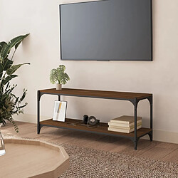 vidaXL Meuble TV Chêne marron 100x33x41 cm Bois d'ingénierie et acier