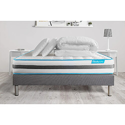 Bodycare Pack 160x200 matelas BodyFlex + sommier kit gris + Couette 260x240cm + 2 oreillers 60x40cm