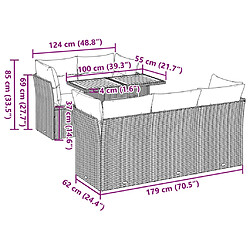 vidaXL Salon de jardin avec coussins 6 pcs beige résine tressée pas cher