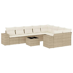 Maison Chic Salon de jardin avec coussins 10 pcs | Ensemble de Table et chaises | Mobilier d'Extérieur beige résine tressée -GKD32939