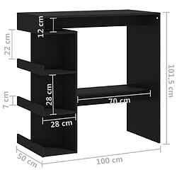 vidaXL Table de bar avec étagère de rangement Noir Bois d'ingénierie pas cher