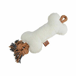 Paris Prix Jouet Peluche Os pour Chien Jouet peluche sonore pour chien - Design os avec corde - 37 cm - Polyester écru