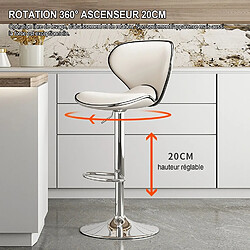 Avis IKIDO Tabouret de bar, chaise de cuisine réglable en hauteur,tabouret de bistrot - pivotant à 360°,blanc