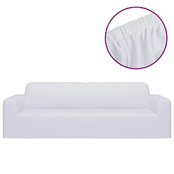 vidaXL Housse extensible de canapé 2 places Blanc Jersey de polyester