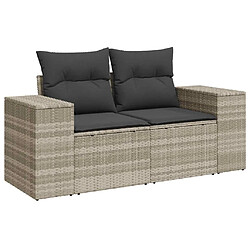 Acheter vidaXL Salon de jardin 8 pcs avec coussins gris clair résine tressée