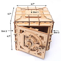 RedMiter Puzzle en bois mécanique 3D coffre-fort Kit banques d'argent jeu de casse-tête en bois IQ - marron