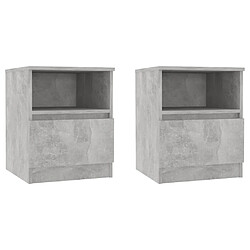 Maison Chic Lot de 2 Tables de chevet,Table de nuit,Table d'appoint pour salon Gris béton 40x40x50 cm Aggloméré -MN86077