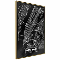 Paris Prix Affiche Murale Encadrée City Map New York Dark 20 x 30 cm Or