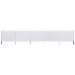 vidaXL Paravent 5 panneaux Tissu 600 x 80 cm Blanc sable