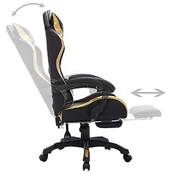 Helloshop26 Chaise fauteuil siège pivotante de bureau informatique étude de jeux vidéo avec LED RVB Doré et similicuir or 02_0024204 pas cher