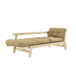 Avis Inside 75 Banquette convertible futon STEP pin massif coloris beige blé couchage 70x200 cm.