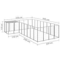 Helloshop26 Chenil extérieur cage enclos parc animaux chien argenté 10,89 m² acier 02_0000231