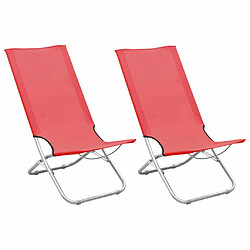 Maison Chic Lot de 2 Chaises de plage pliables | Chaises Relax d'extérieur Rouge Tissu -GKD37995