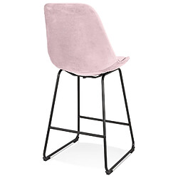 Acheter Alterego Tabouret snack mi-hauteur 'BULLY MINI' en velours rose et pieds en métal noir