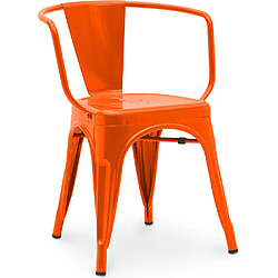 ICONIK INTERIOR Chaise de salle à manger avec accoudoirs - Design industriel - Acier - Nouvelle édition - Stylix Orange