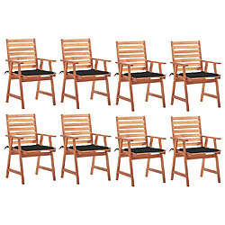 vidaXL Chaises à manger d'extérieur lot de 8 et coussins Acacia massif 